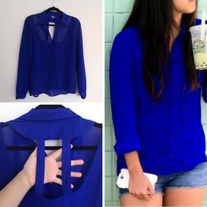 BRIGHT Royal Blue Charlotte Russe Cutout Blouse